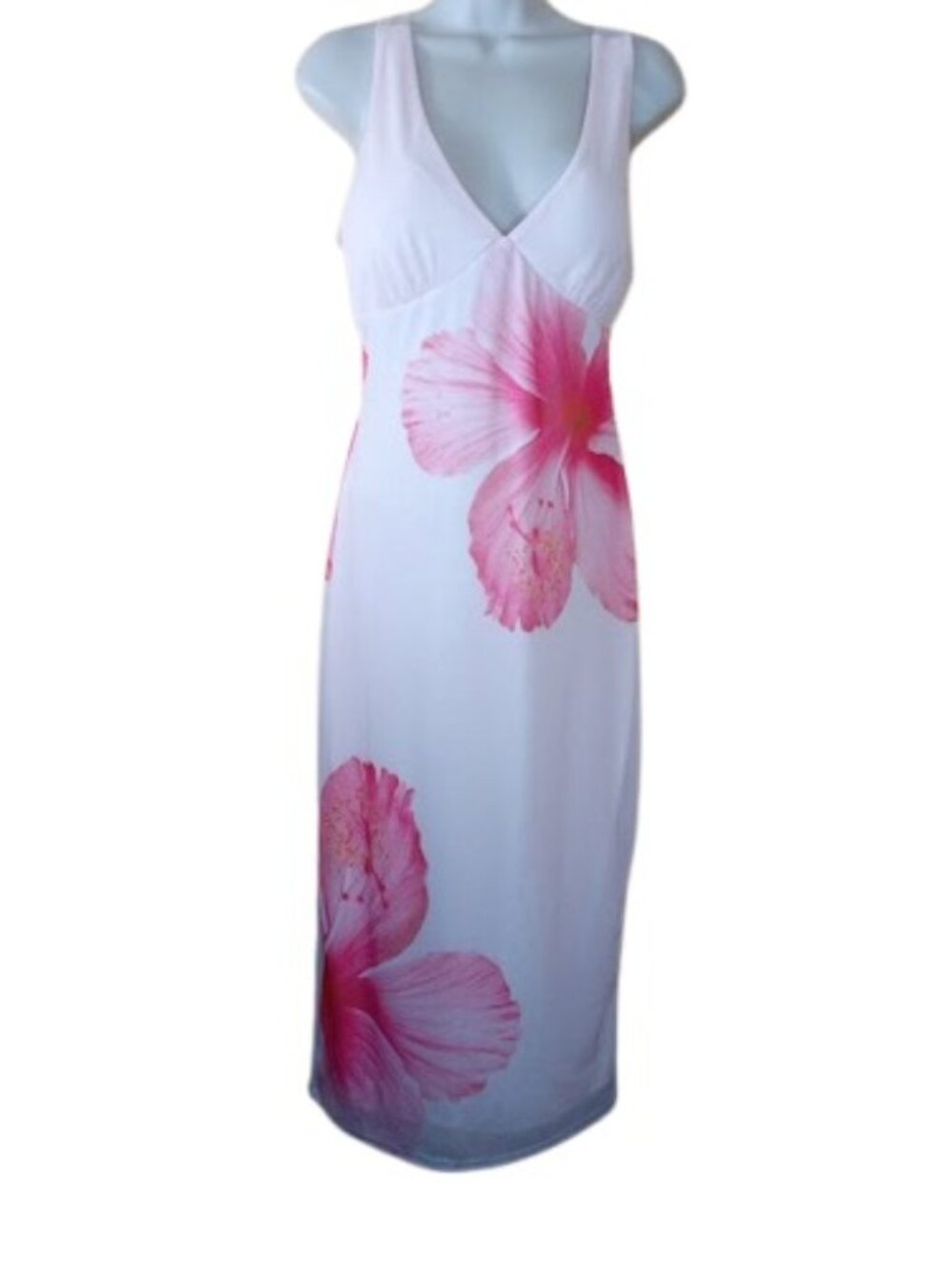 Derek Heart Womens Midi Dress Pink Floral Mesh Padded Cup Tropical Chic JR L New